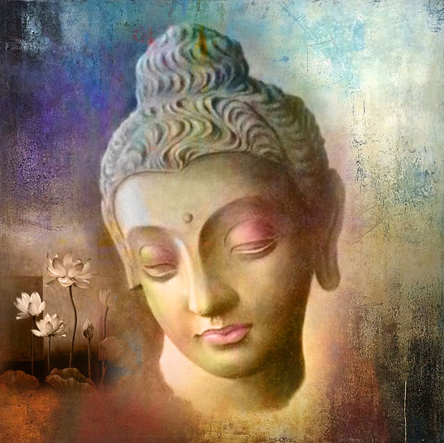 Buddha With Lotus - Buddha Collection - 32 X 32 Inches