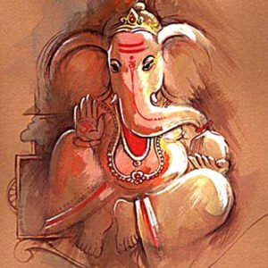 Image: Ganesha Canvas Painting in Brown