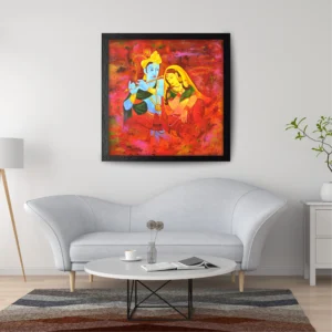 Image: Radha Krishna Canvas Painting Room View