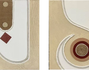 Abstract canvas painting for living room — geometric neutral wall art by Aratce Studio India