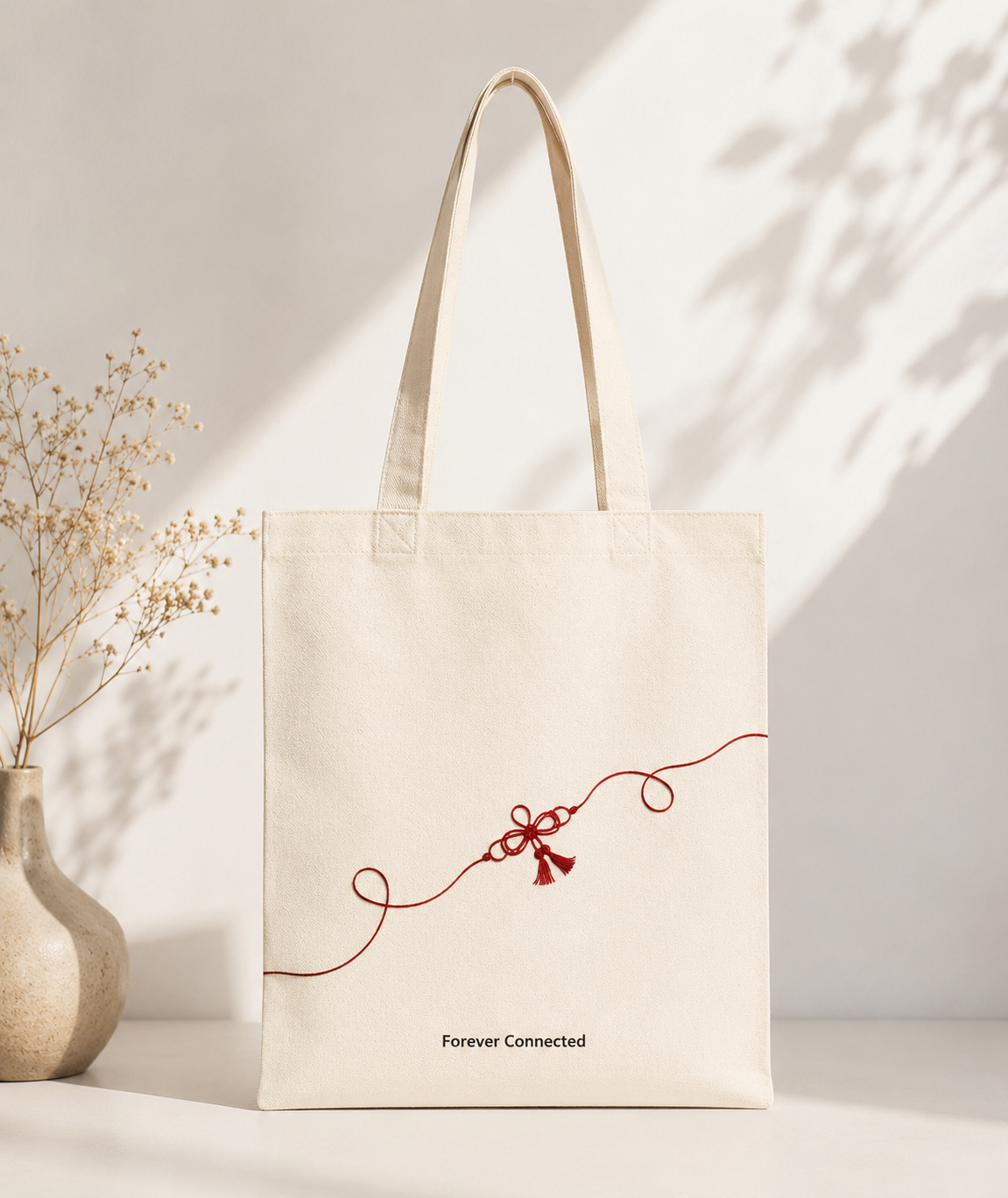 Forever connected I Handmade Cotton Tote Bag