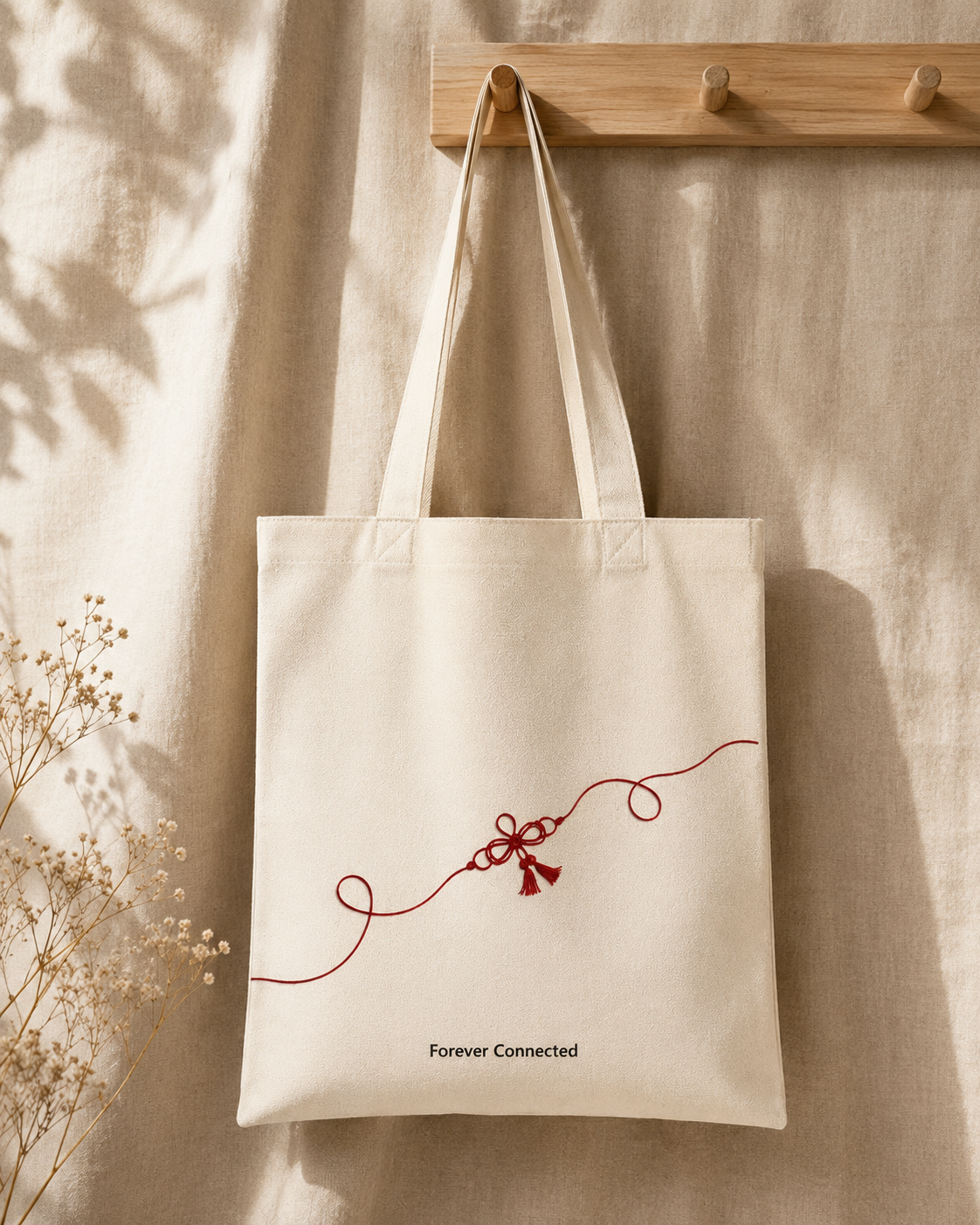 Forever connected I Handmade Cotton Tote Bag