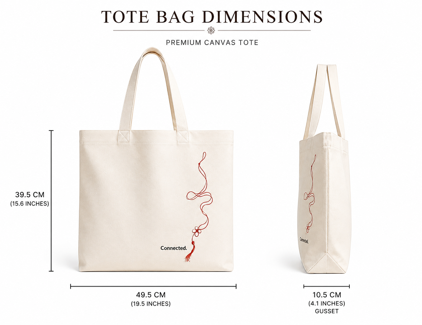 Connected I Handmade Cotton Tote Bag