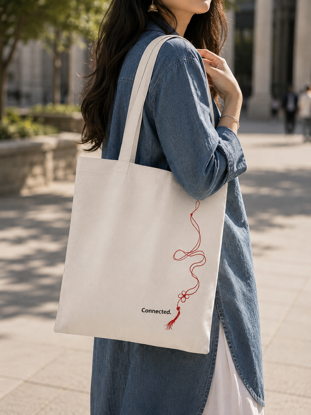 Connected I Handmade Cotton Tote Bag