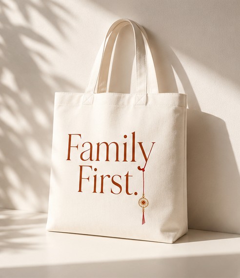 Family first I Handmade Cotton Tote Bag