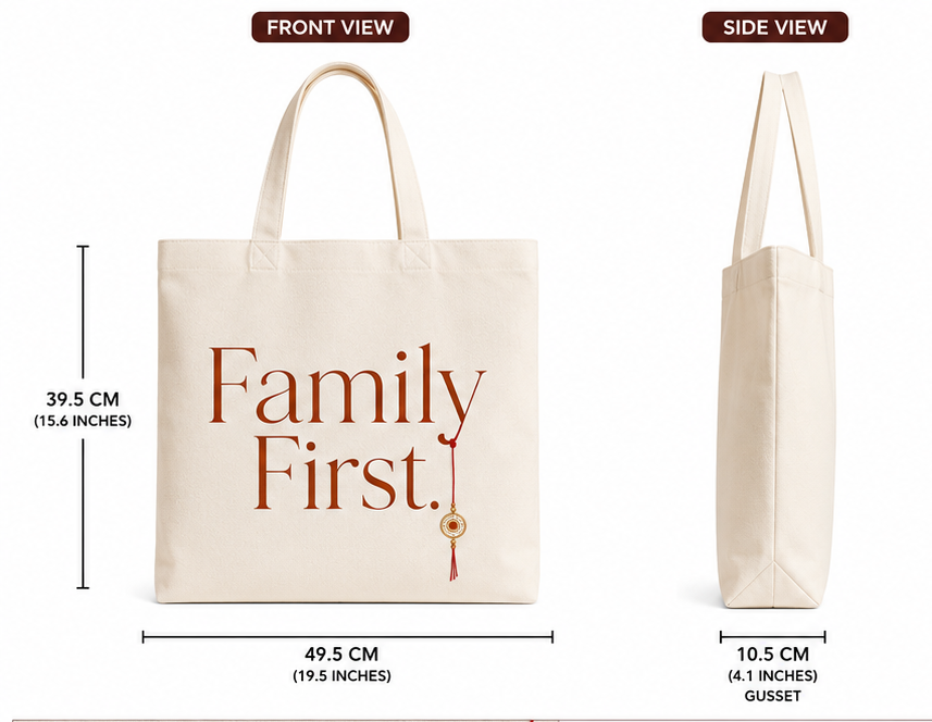 Family first I Handmade Cotton Tote Bag