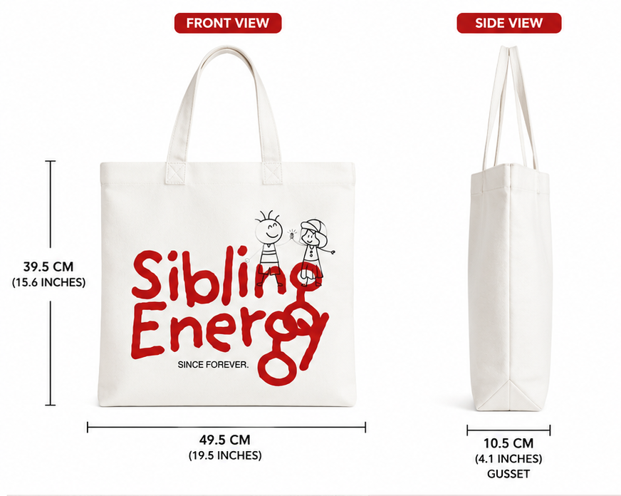 Siblings energy | Handmade Cotton Tote Bag
