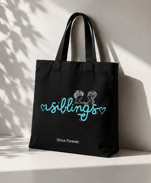 Siblings | Handmade Cotton Tote Bag