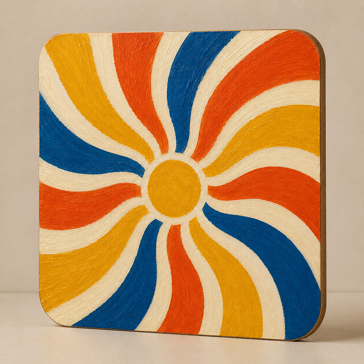 Retro MDF Tea Coaster | Handmade Painted Drink Coaster