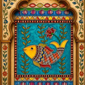 fish madhubani 9X12