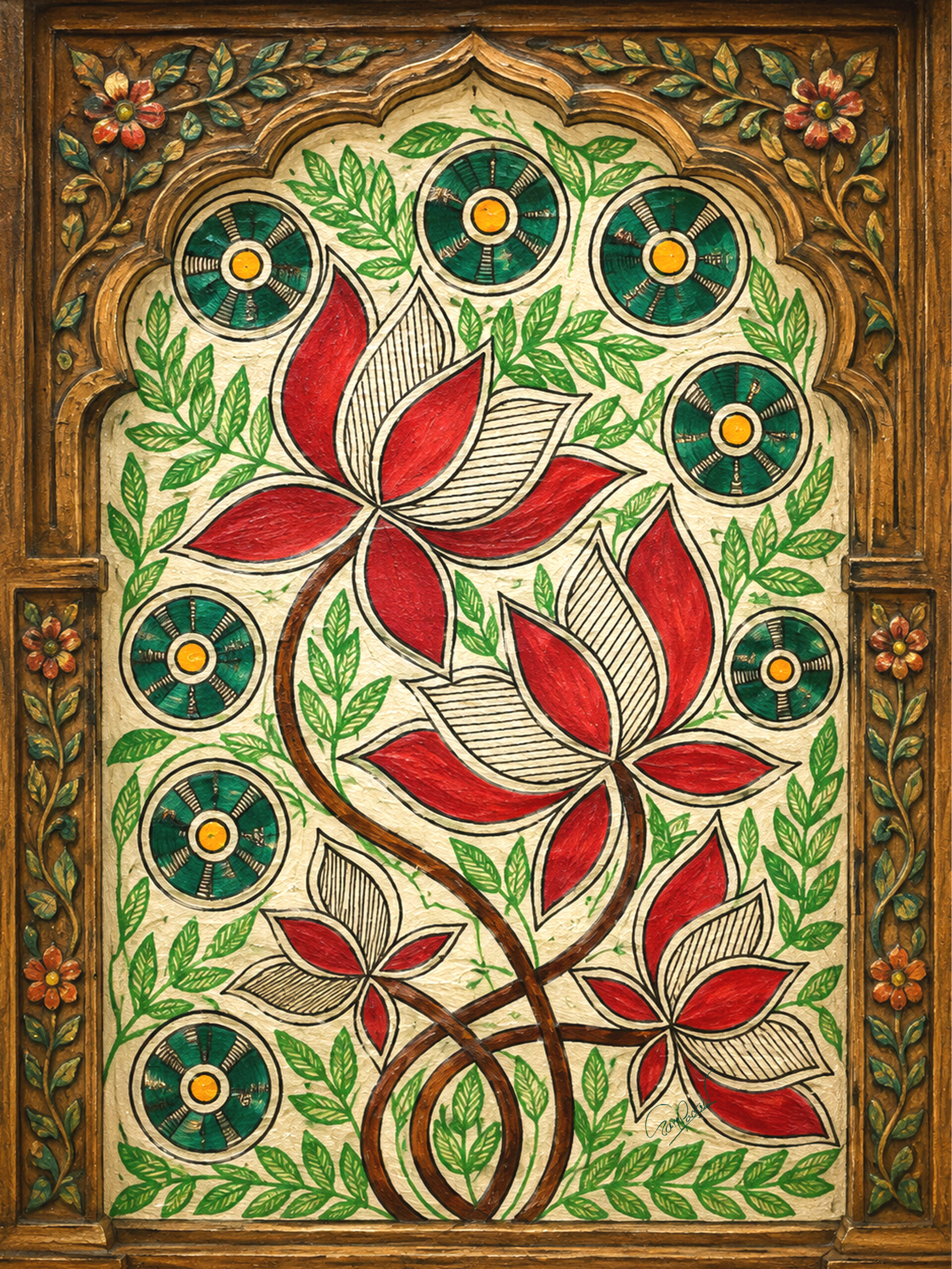 lotus madhubani 9X12