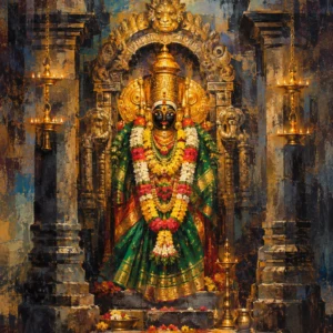 A beautifil handmade oil on canvas painitng of Shri Mahalakshmi (Ambabai)