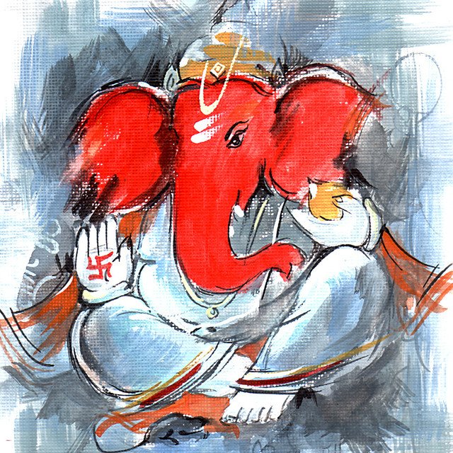 Lord Ganesha 3 - Ganapati Collection - 24 X 24 Inches