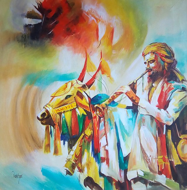 Nandi 2 - Religious Collection - 32 X 32 Inches