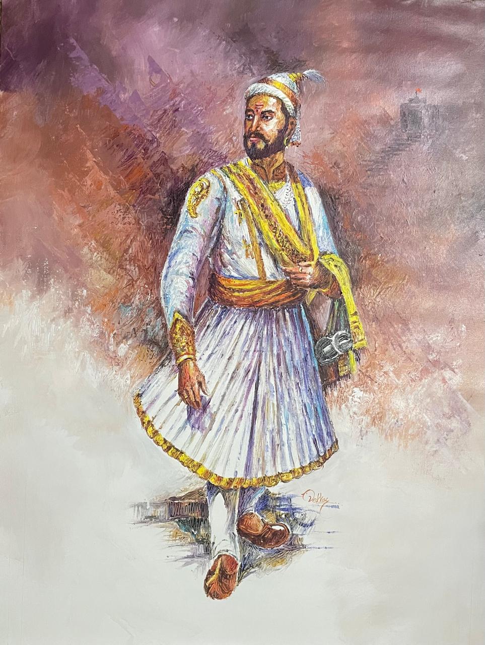 Chhatrapati Shivaji Maharaj Painting | Canvas Handmade Painting - Figurative Collection - 12x 18