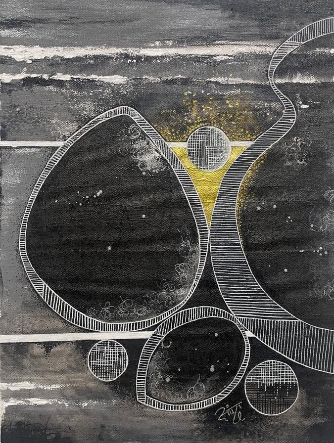 Axis of Gold a Study in Balance Canvas Art - Abstract Collection - 14X18 Inches