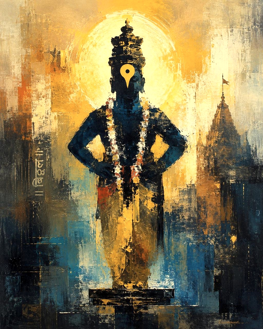 Handmade Lord Vitthal Canvas Painting | Contemporary Vithoba Wall Art | Art Ace Studio - Abstract Collection - 24x36 Inches
