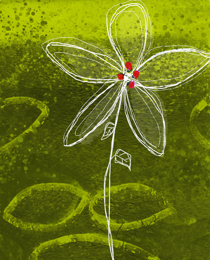 Abstract Green Flower Painting | Modern Botanical Wall Art
