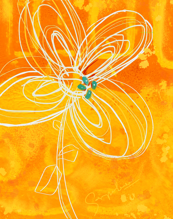 Orange Abstract Flower Canvas Painting | Artace Studio