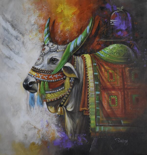 A Canvas painting of Nandi