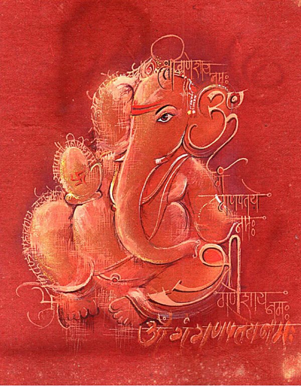 Image: Lord Ganesha painting in red shade