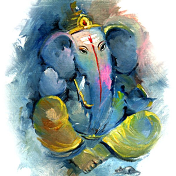 Image: Lord Ganesha in Blue theme canvas painting