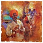Image: Vitthal canvas painting with its one pilgrim