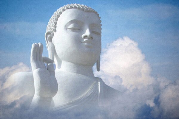 Image: White buddha canvas painting