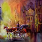Image: Canvas Painting of Horse Cart