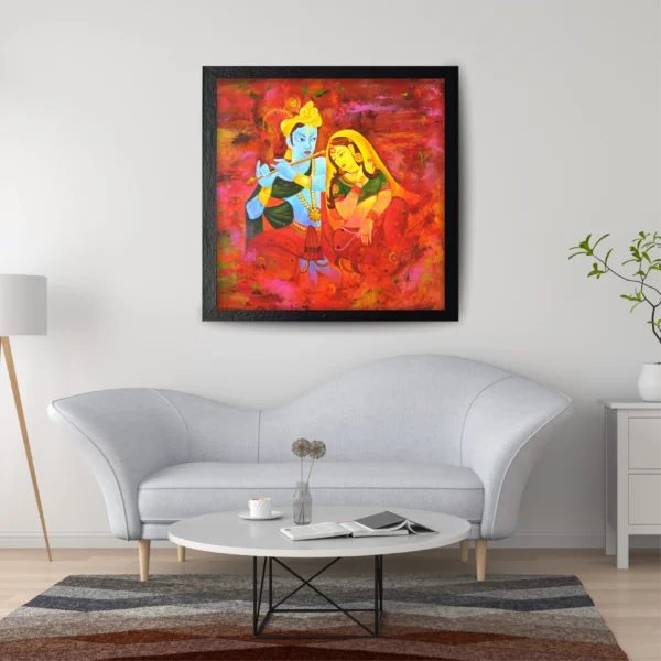 Image: Radha Krishna Canvas Painting Room View