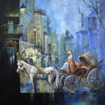 Image: Horse Cart Canvas Painting